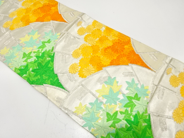 JAPANESE KIMONO / ANTIQUE FUKURO OBI / SILK / WOVEN UME & JIGAMI PATTERN